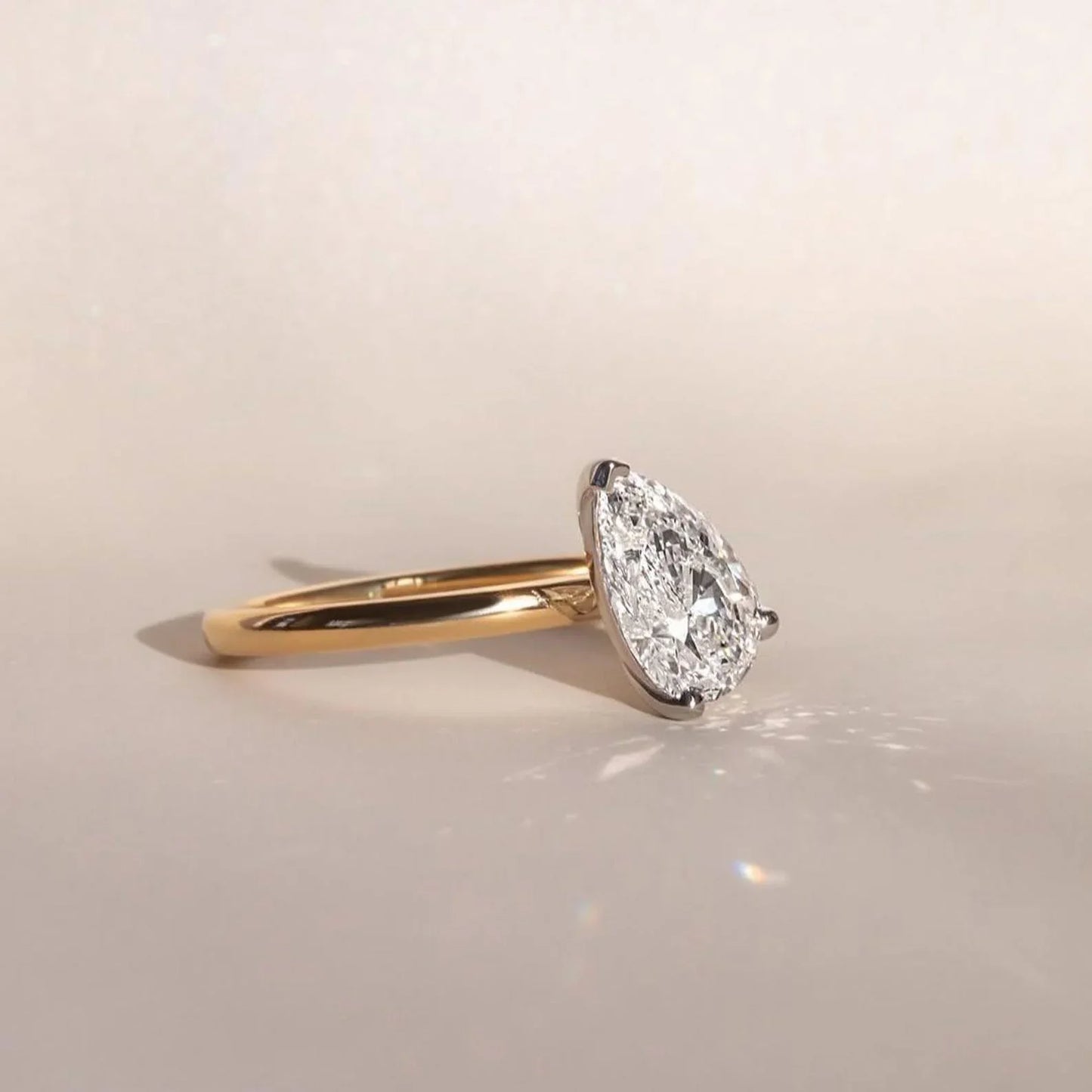 5.0ct Pear Cut Solitaire East West Setting Lab Grown Diamond Ring Engagement Ring and Wedding Gift Ring, Bridal Marriage Ring 