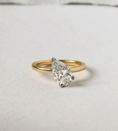 5.0ct pear cut lab grown diamond ring, east west solitaire engagement ring, bridal wedding ring, anniversary gift, luxury promise jewelry for her