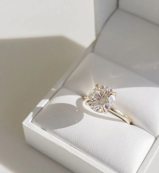 5.0ct round lab grown diamond ring, classic four claw solitaire setting, IGI certified engagement ring, anniversary jewelry for women