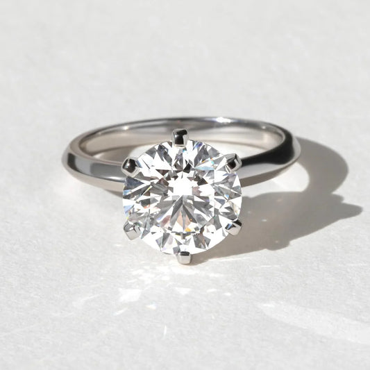5.0ct round lab grown diamond ring, solitaire engagement ring, IGI certified bridal jewelry, luxury wedding band, anniversary gift for women