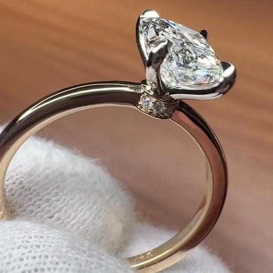IGI certified 5.10 CT radiant cut lab created diamond ring, hidden halo engagement ring, bridal anniversary jewelry for her