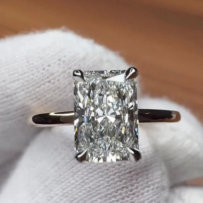 Luxury 5.10 CT radiant cut lab created diamond engagement ring, elegant hidden halo setting, bridal ring for her women