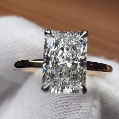 5.00 CT radiant lab grown diamond engagement ring, hidden halo design, IGI certified bridal wedding jewelry, luxury ring for women
