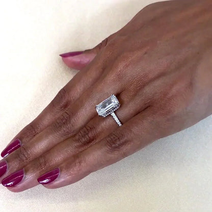 Luxury 5.20 TCW emerald cut lab created diamond engagement ring, cathedral setting bridal ring, IGI certified gift for her