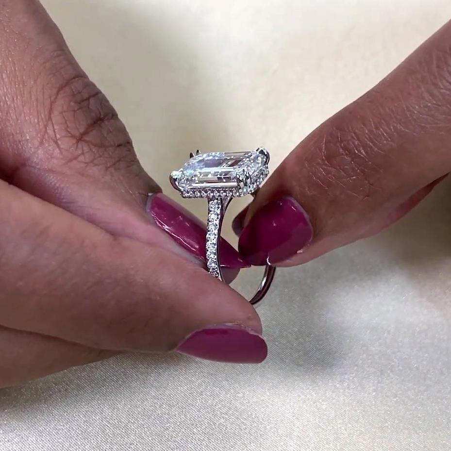 5.20 TCW Emerald Lab Grown Diamond Engagement Ring | Cathedral Tapered Design | IGI Certified 