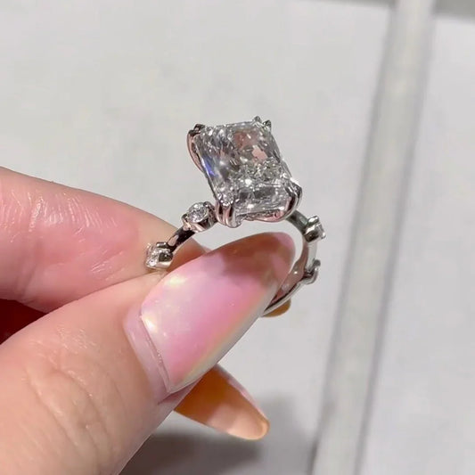 5.30 TCW Radiant Lab Grown Diamond Engagement Ring | Hidden Halo Ring | IGI Certified 