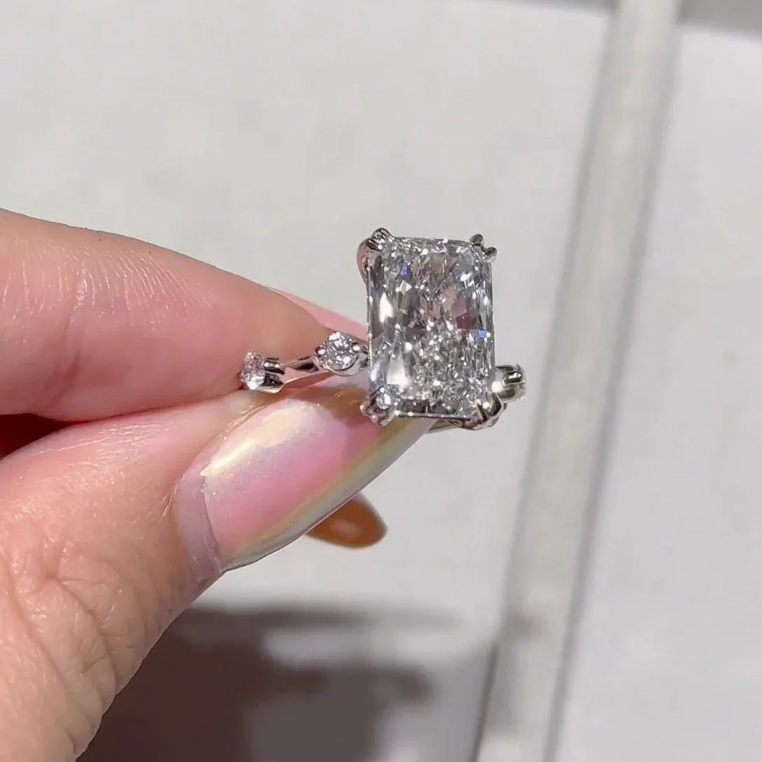 IGI certified 5.00 CT radiant cut lab created diamond ring, hidden halo engagement ring, bridal anniversary jewelry for her