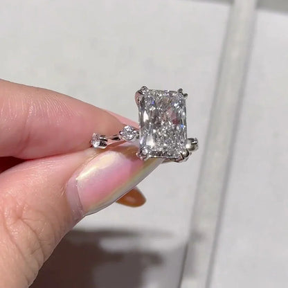 IGI certified 5.00 CT radiant cut lab created diamond ring, hidden halo engagement ring, bridal anniversary jewelry for her