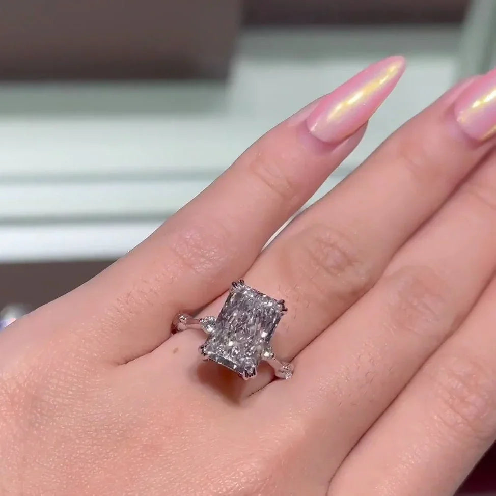 5.30 TCW Radiant Lab Grown Diamond Engagement Ring | Hidden Halo Ring | IGI Certified 