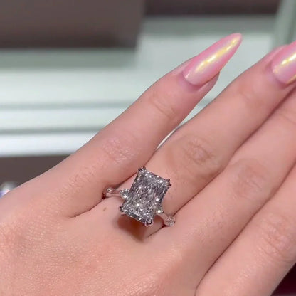 5.30 TCW Radiant Lab Grown Diamond Engagement Ring | Hidden Halo Ring | IGI Certified 
