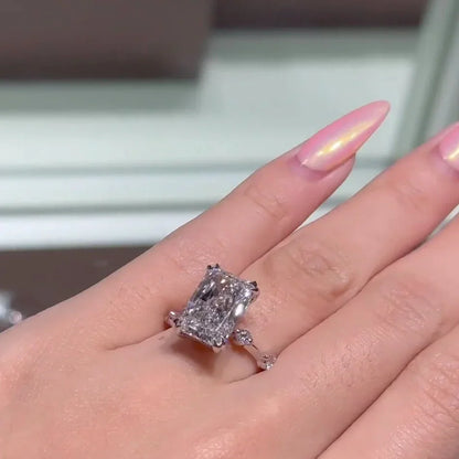 5.00 CT radiant lab grown diamond engagement ring, hidden halo ring, IGI certified bridal wedding jewelry, luxury ring for women