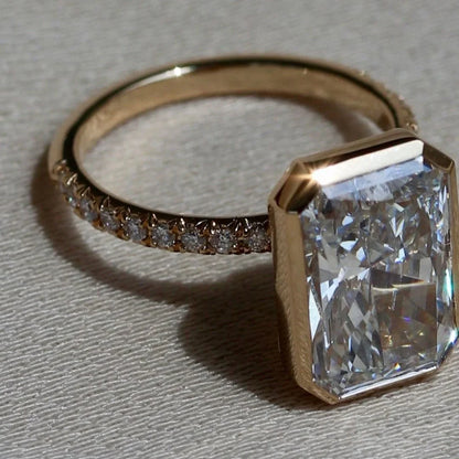 5.30 TCW Radiant Lab Grown Diamond Engagement Ring | Pavé Bezel Setting | IGI Certified 