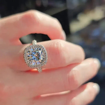5.50 TCW Cushion Lab Grown Diamond Engagement Ring | Pavé Halo Ring | Rose Gold | IGI Certified 