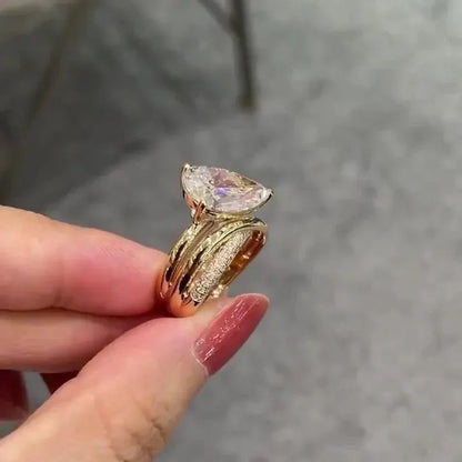 5.50 TCW Pear Lab Grown Diamond Engagement Ring | Twist Style Ring | IGI Certified 