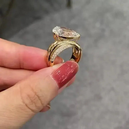 5.50 TCW Pear Lab Grown Diamond Engagement Ring | Twist Style Ring | IGI Certified 