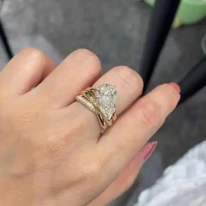 5.50 TCW Pear Lab Grown Diamond Engagement Ring | Twist Style Ring | IGI Certified 