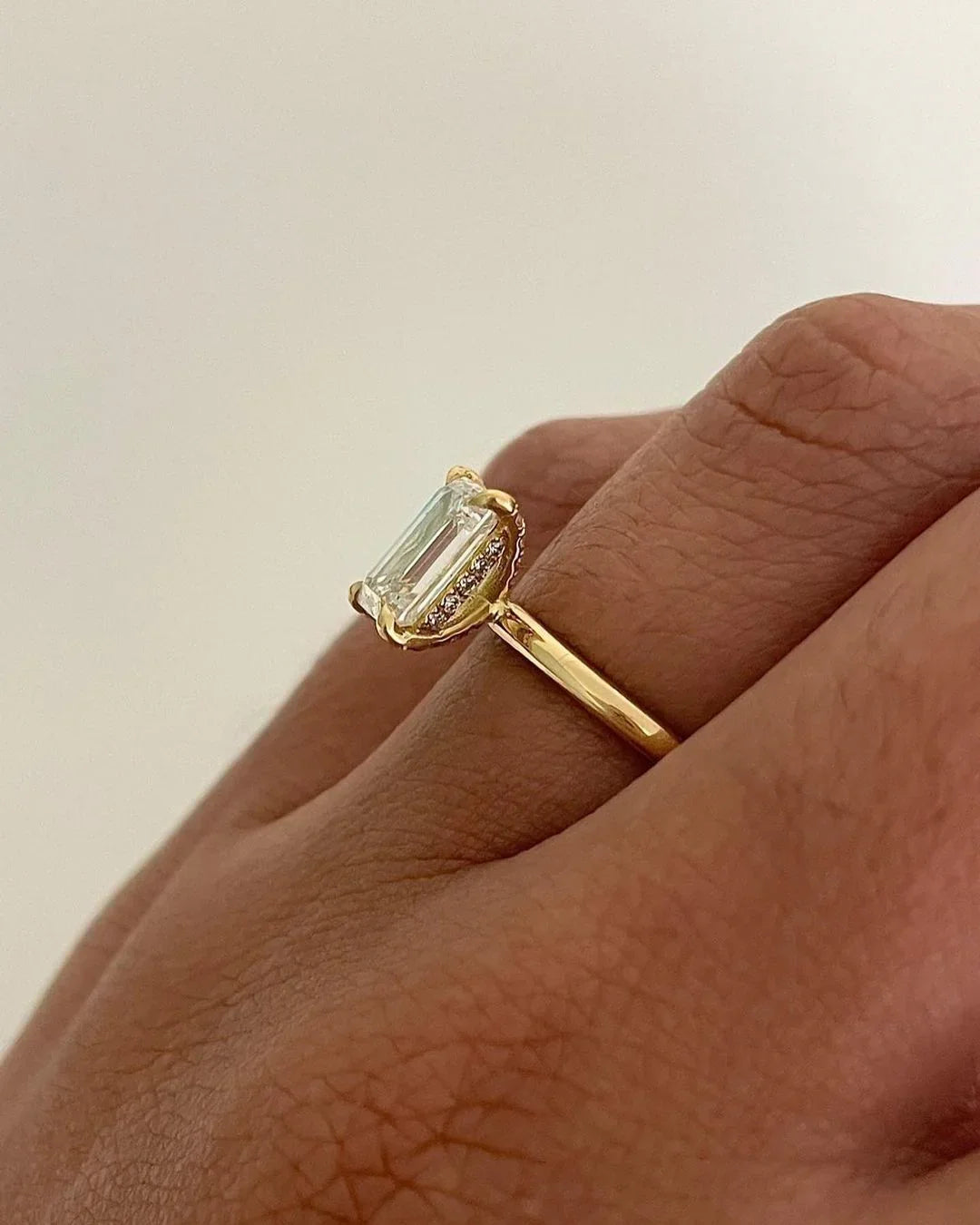 5.5ct Emerald Hidden Halo Lab Grown Diamond Ring Engagement Ring and Wedding Gift Ring, Bridal Marriage Ring 