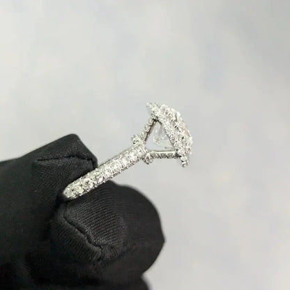 5.60 TCW square cushion lab grown diamond ring, classic halo engagement ring, IGI certified wedding jewelry, anniversary gift women