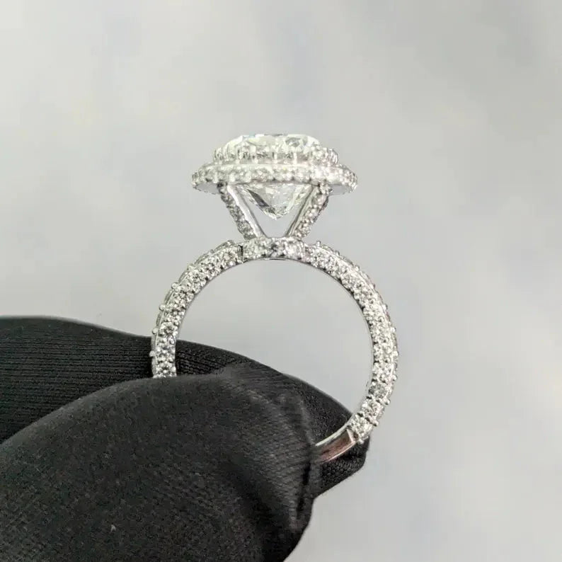 5.60 TCW Square Cushion Lab Grown Diamond Engagement Ring | Classic Halo Design | IGI Certified 
