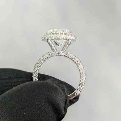 5.60 TCW Square Cushion Lab Grown Diamond Engagement Ring | Classic Halo Design | IGI Certified 