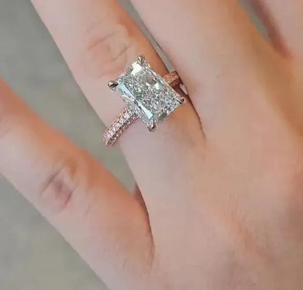 5.75 TCW Radiant Lab Grown Diamond Engagement Ring | Hidden Halo Ring | IGI Certified 