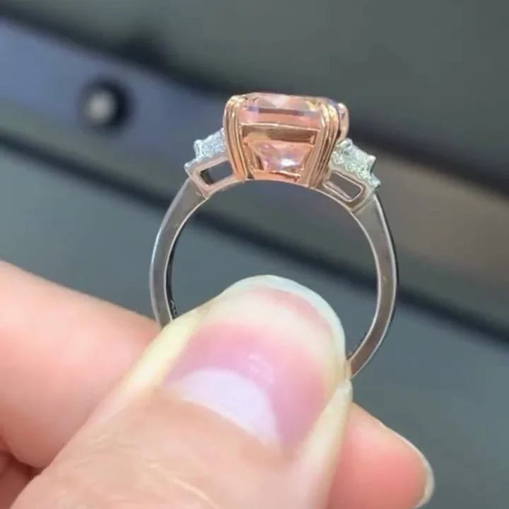 Luxury Bridal Engagement Ring Fancy Pink Cushion Cut Lab Grown Diamond 5.80 TCW featuring 5 CT Center Stone and Tapered Baguette Side Stones IGI Certified