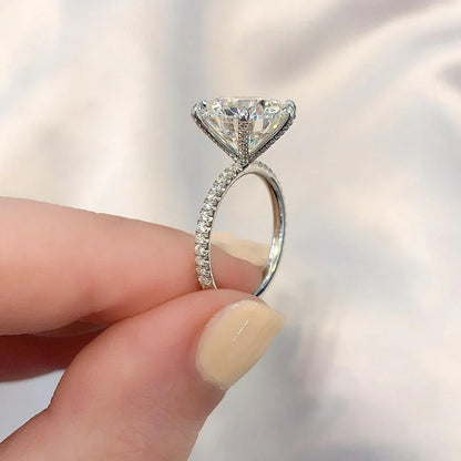 Elegant Round Lab Grown Diamond Engagement Ring 5.80 TCW Pavé Solitaire Style IGI Certified Bridal Wedding Ring Luxury Fine Jewelry Gift