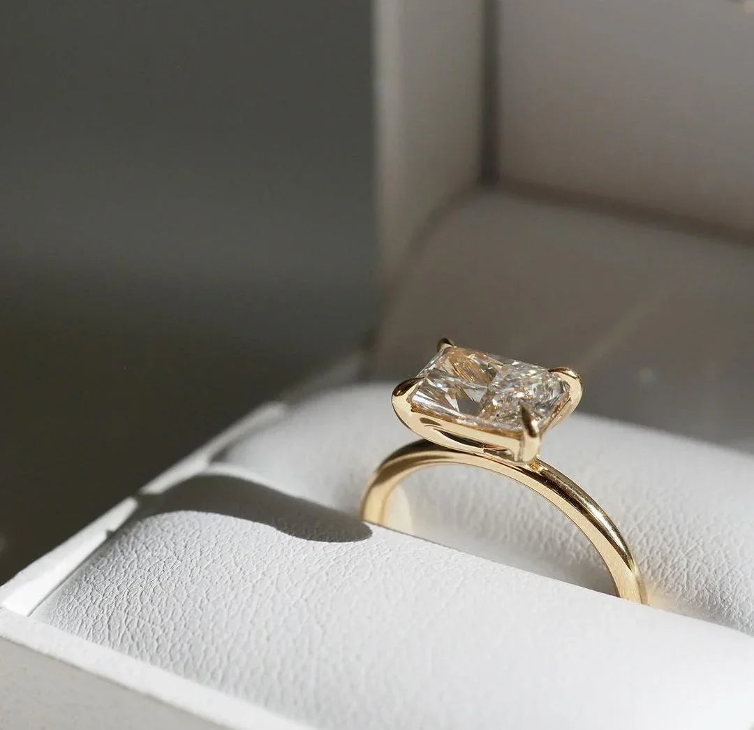 Luxury 5 CT Radiant Cut Lab Grown Diamond Solitaire Ring Elegant Engagement Wedding Anniversary Promise Ring IGI Certified Fine Jewelry for Her