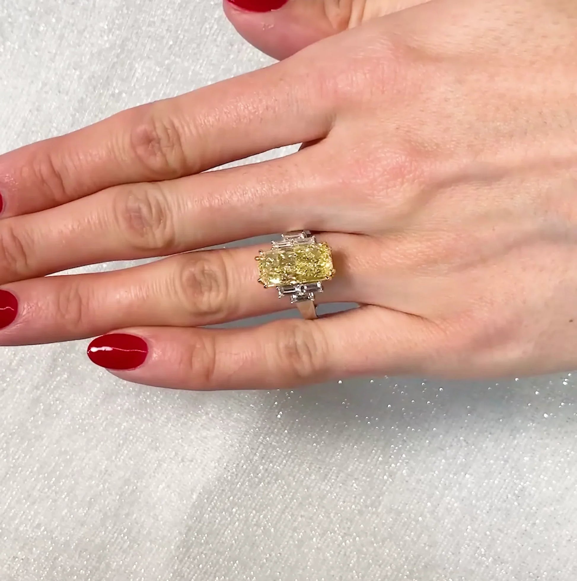 6.00 TCW Fancy Yellow Radiant Lab Grown Diamond Engagement Ring IGI Certified Luxury Bridal Wedding Ring Elegant Fine Jewelry Gift for Women