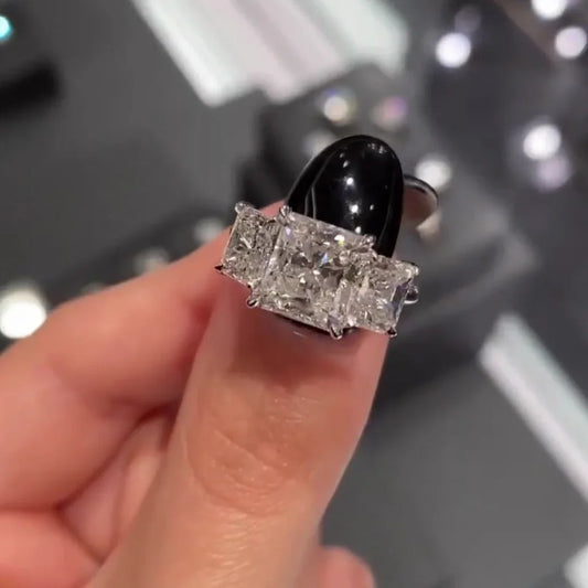 6.00 TCW Princess Cut Lab Grown Diamond Three Stone Engagement Ring IGI Certified Luxury Wedding Ring Elegant Bridal Jewelry Gift for Her Women