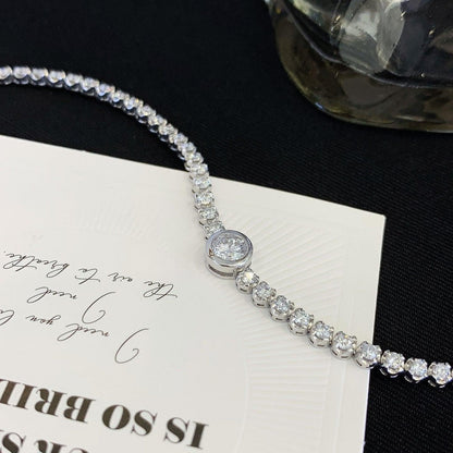 6.50tcw Round Lab Diamond Bezel Tennis Bracelet | DEF VVS–VS | IGI Certified | White Gold 