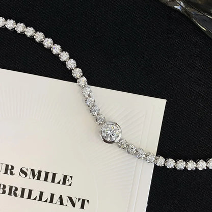 6.50tcw Round Lab Diamond Bezel Tennis Bracelet | DEF VVS–VS | IGI Certified | White Gold 