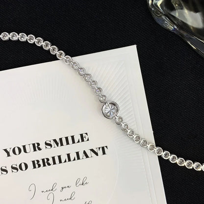 6.50tcw Round Lab Diamond Bezel Tennis Bracelet | DEF VVS–VS | IGI Certified | White Gold 