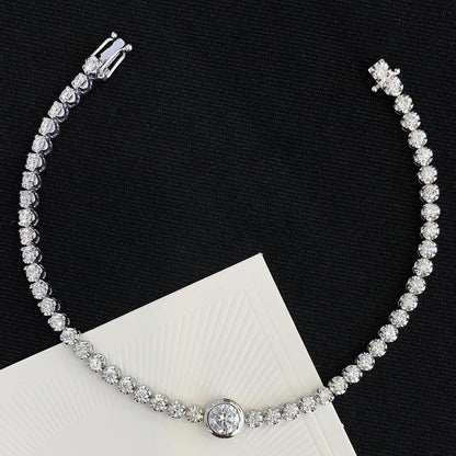 6.50tcw Round Lab Diamond Bezel Tennis Bracelet | DEF VVS–VS | IGI Certified | White Gold 