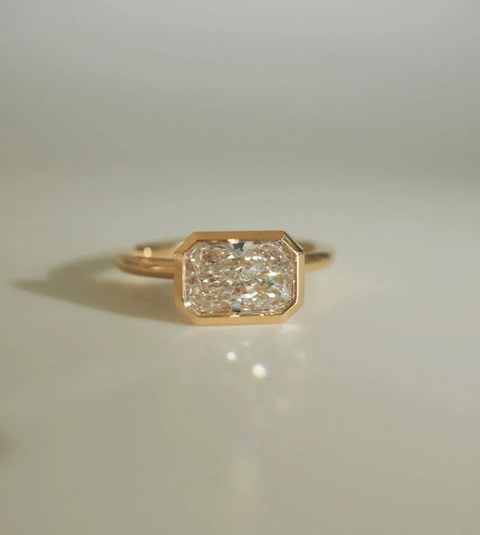 Radiant Solitaire Full Bezel Lab Grown Diamond Ring 6 CT Elegant Engagement Wedding Band Anniversary Gift for Her Women Luxury IGI Certified Ring