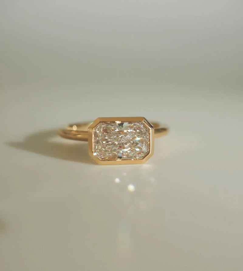 6ct Radiant Solitaire Full Bezel Lab Grown Diamond Ring Elegant Engagement Ring, Wedding Band, and Anniversary Gift for Women
