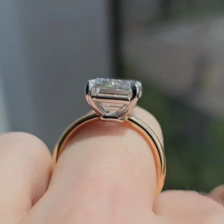 7.00 CT emerald cut lab grown diamond engagement ring IGI certified two-tone gold solitaire bridal wedding anniversary gift for women luxury