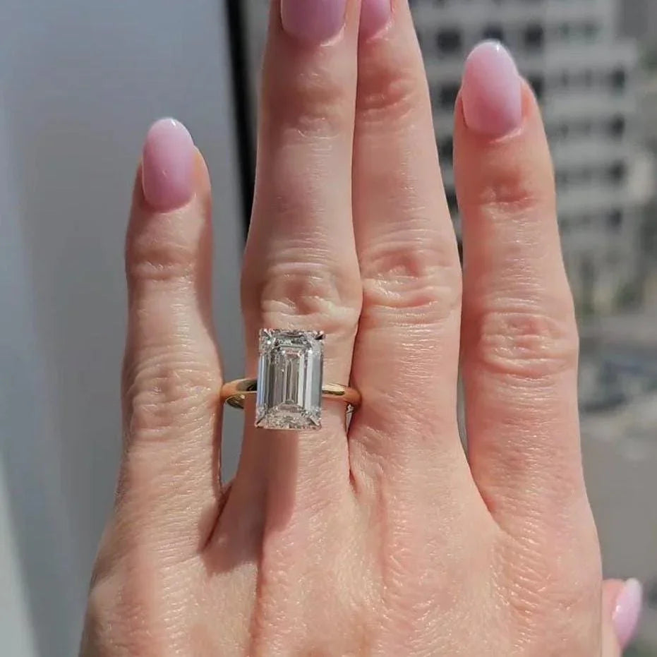 7.00 CT Emerald Cut Lab Grown Diamond Engagement Ring | Two-Tone Gold | IGI Certified 