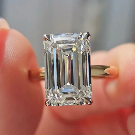 IGI certified 7.00 CT emerald cut lab grown diamond ring two-tone gold engagement wedding ring luxury bridal jewelry anniversary gift for women ring
