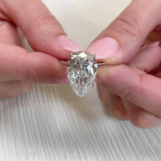 7.00 CT pear lab grown diamond engagement ring IGI certified timeless solitaire design luxury bridal wedding ring anniversary gift for women jewelry