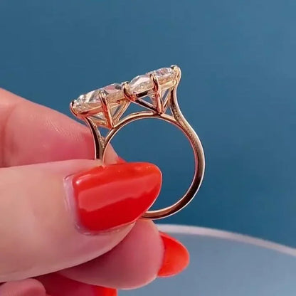 Heart and pear 7.00 TCW toi et moi lab grown diamond engagement ring IGI certified ethical gold luxury bridal wedding ring statement gift for women