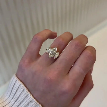 Marquise cut 7.00 TCW lab grown diamond engagement ring IGI certified three stone luxury bridal wedding ring elegant anniversary gift for women