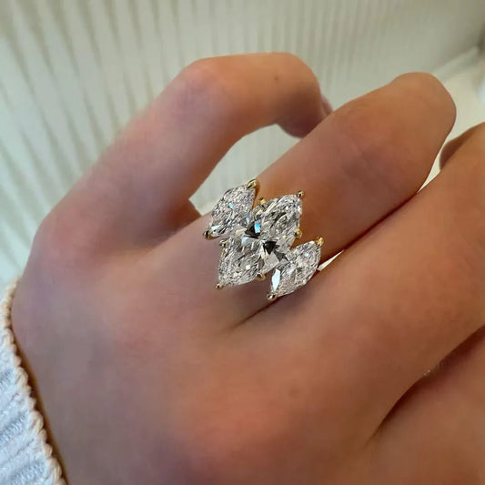 7.00 TCW marquise lab grown diamond engagement ring IGI certified three stone design luxury bridal wedding ring anniversary gift for women jewelry