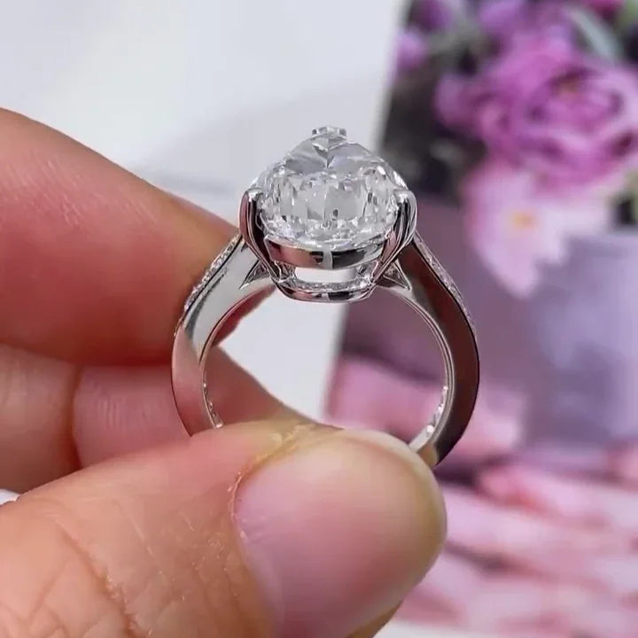 7.00 TCW Pear Lab Grown Diamond Engagement Ring | Channel Set Cathedral Ring | IGI Certified 