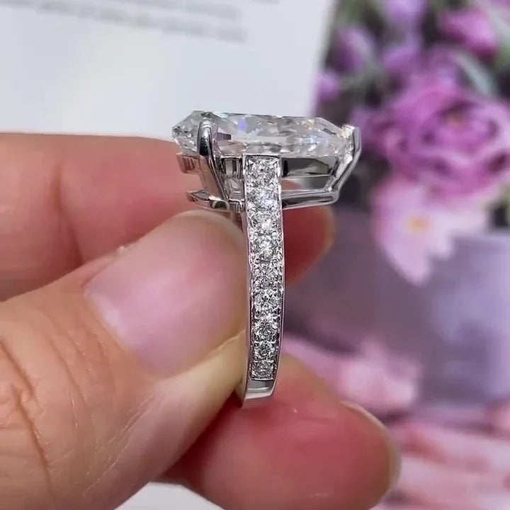 7.00 TCW Pear Lab Grown Diamond Engagement Ring | Channel Set Cathedral Ring | IGI Certified 