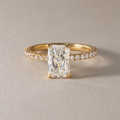 7.0ct radiant cut lab grown diamond ring Juliette setting hidden halo IGI style luxury engagement wedding ring anniversary promise gift for her women