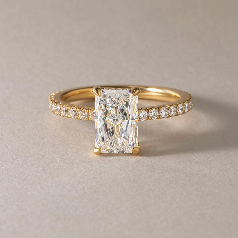7.0ct Radiant Cut Juliette Setting with Hidden Halo Lab grown Diamond Ring Luxurious diamond Ring, Wedding Ring, Anniversary and Promise Ring For Her