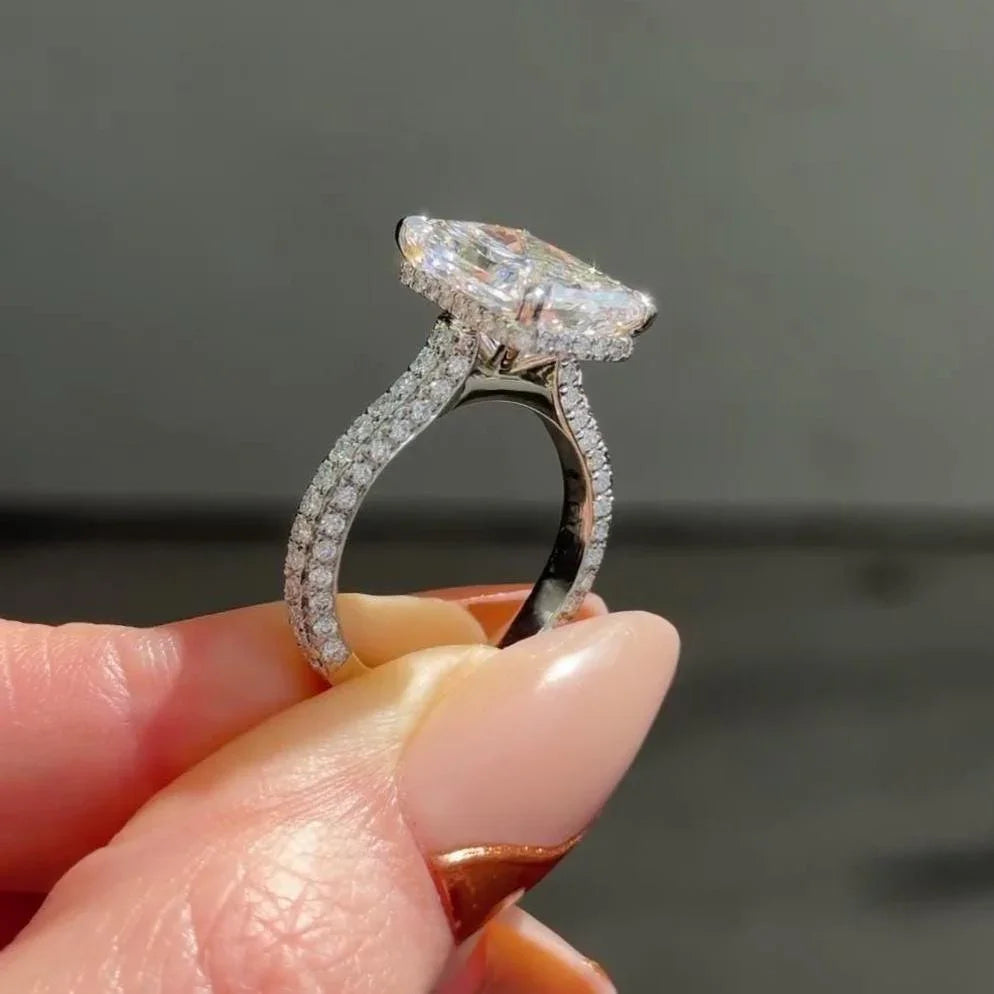 Radiant cut 7.00 CT lab grown diamond engagement ring IGI certified hidden halo cathedral luxury bridal wedding ring anniversary gift for women jewelry