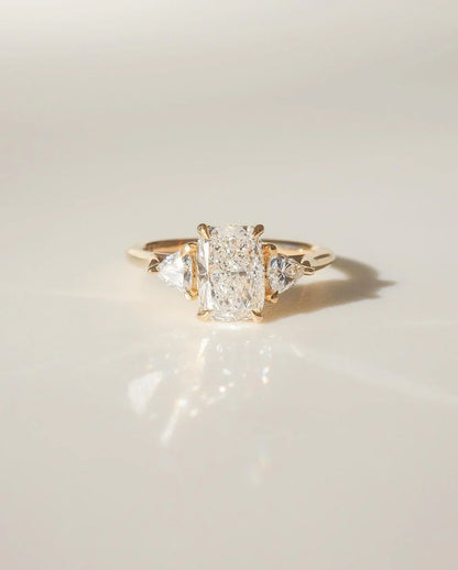 7ct cushion cut lab grown diamond trio engagement ring pear side stones center stone IGI style bridal wedding ring luxury gift for her women jewelry
