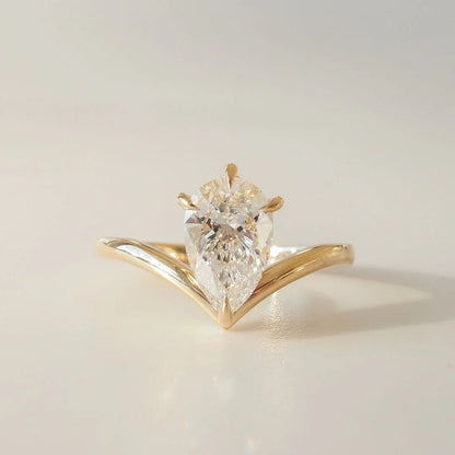 Pear cut 7ct lab grown diamond ring engagement wedding promise ring IGI style top anniversary gift for her luxury bridal jewelry elegant women ring